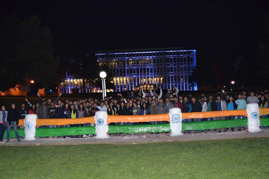 The Fence at CMU painted in the colors of the flag of India.
