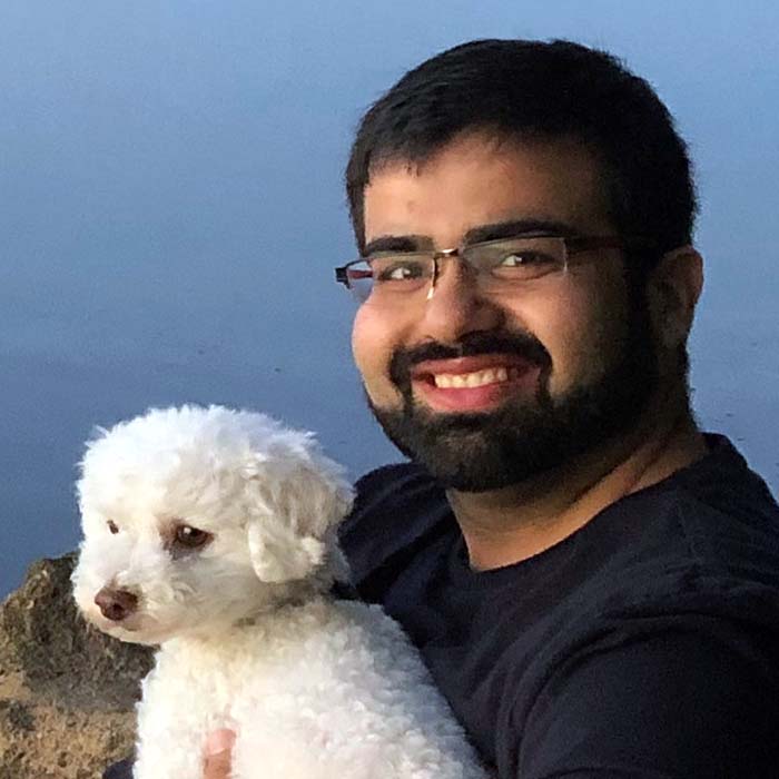 Manish Khemchandani with his dog Pixel.
